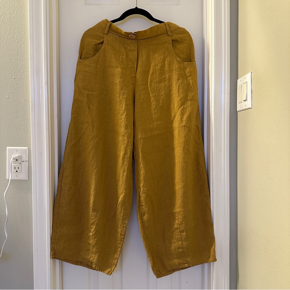 Linenfox Frankie Linen barrel pants - Camel